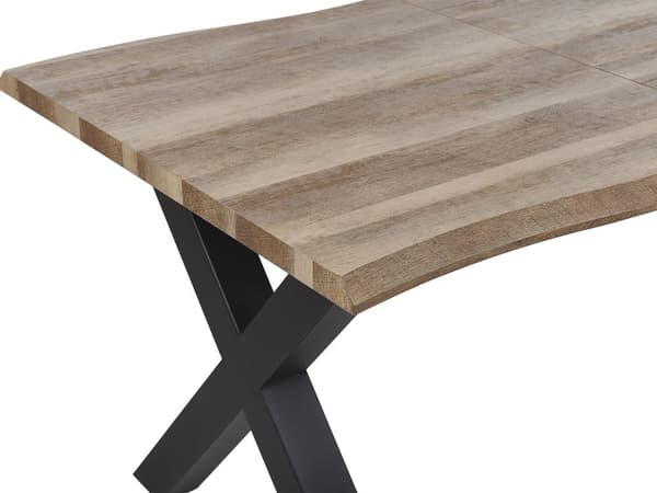 Ruokapöytä jatkettava vaalea puu/musta 140/180 x 90 cm perhosmekanismi 4-6 hengelle minimalistinen tyyli