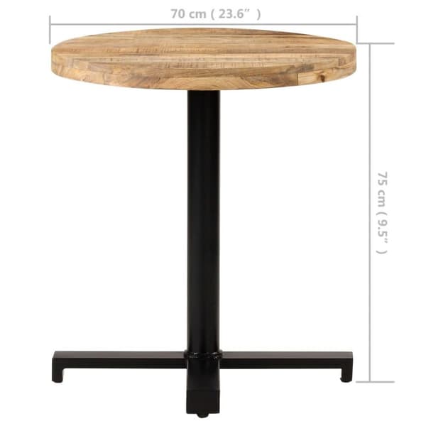 vidaXL bistrobord Ø70x75 cm rund ru mangotræ