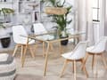 Miniatyrbillede 2 af 6: Spisebord Lyst Træ Transparent Glasplade 140 x 80 cm Industrielt Design