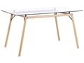 Miniatyrbillede 1 af 6: Spisebord Lyst Træ Transparent Glasplade 140 x 80 cm Industrielt Design