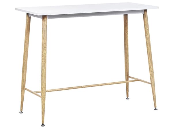 Spisebord Hvid Lyst Træ MDF 90 x 50 cm 4 Personers Højt Barbord Smal med Koniske Ben Minimalistisk Skandinavisk Spisestue Indretning Tilbehør