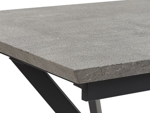 Ruokapöytä harmaa MDF-levy musta metalli 140/180 x 80 x 76 cm betonikuvio jatkettava kuudelle industriaalinen tyyli