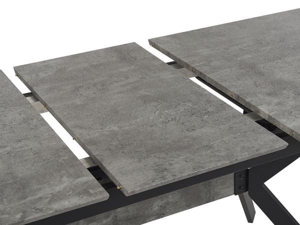 Ruokapöytä harmaa MDF-levy musta metalli 140/180 x 80 x 76 cm betonikuvio jatkettava kuudelle industriaalinen tyyli