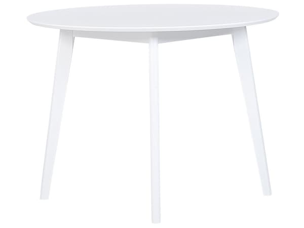 Spisebord Hvid Træ MDF ø 100 x 75 cm 4 Personers Rundt Spisebord til Spisestuen Skandinavisk Design Køkken Inspiration
