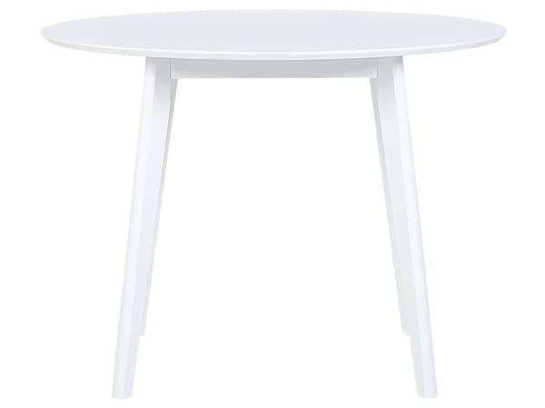 Matgrupp Vit MDF Runt Bord och 4 Stolar för Kök Träben Skandinavisk Stil