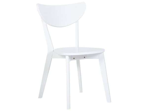 Matgrupp Vit MDF Runt Bord och 4 Stolar för Kök Träben Skandinavisk Stil