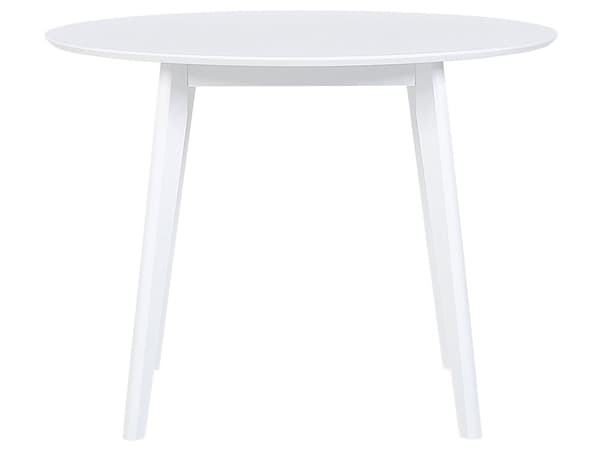 Matbord Vit MDF 100 cm Rund Topp Träben Skandinaviskt Köksbord