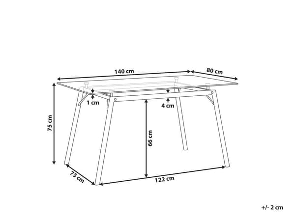 Matbord Ljus Trä Transparent Glasskiva 140 x 80 cm Industriell Modern