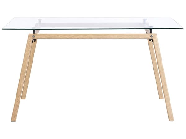 Matbord Ljus Trä Transparent Glasskiva 140 x 80 cm Industriell Modern