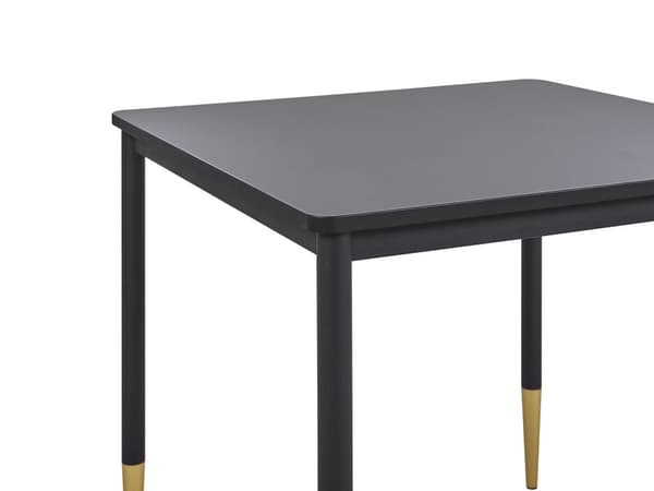 Matbord Svart MDF Bordsskiva 80 x 80 cm Kvadrat Köksbord med Metallben Glamour Stil