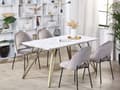 Miniatyrbild 2 av 7: Matbord Vit med Guld MDF Skiva Metallben 150 x 80 cm Marmor Effekt Glamour Industriell