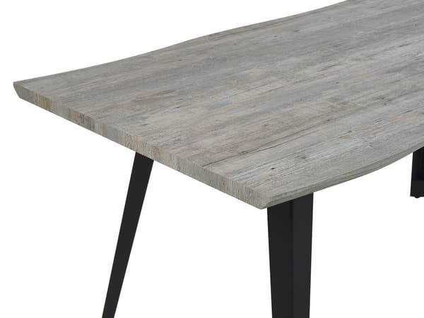 Matbord Grå Trä Bordsskiva 160 x 90 cm Svarta Metallben Kök