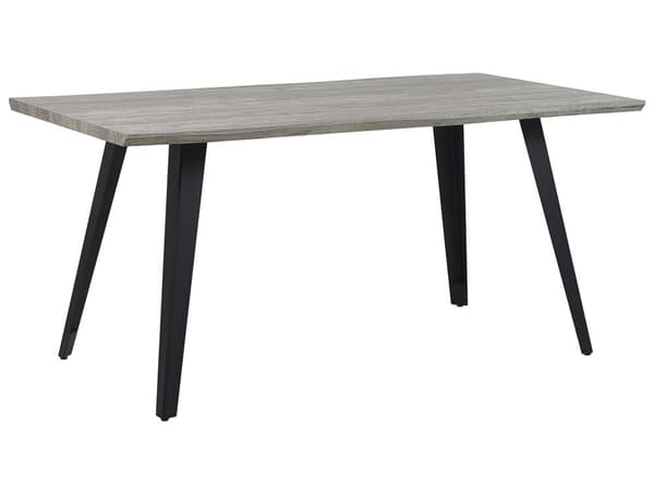 Matbord Grå Trä Bordsskiva 160 x 90 cm Svarta Metallben Kök