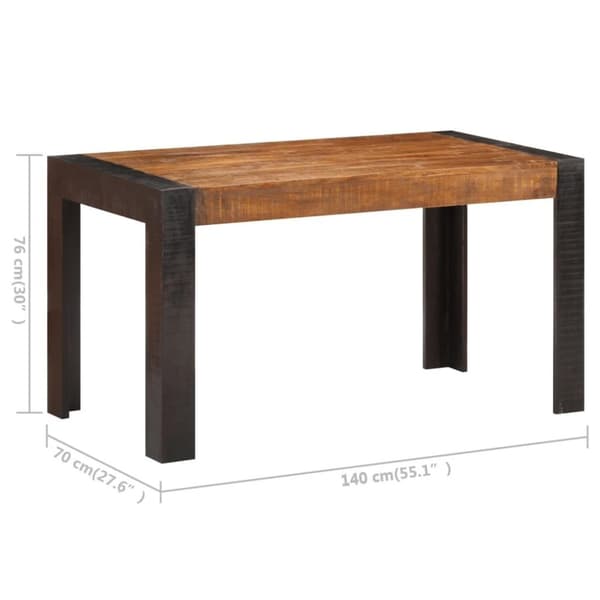 vidaXL Matbord 140x70x76 cm massivt grovt mangoträ
