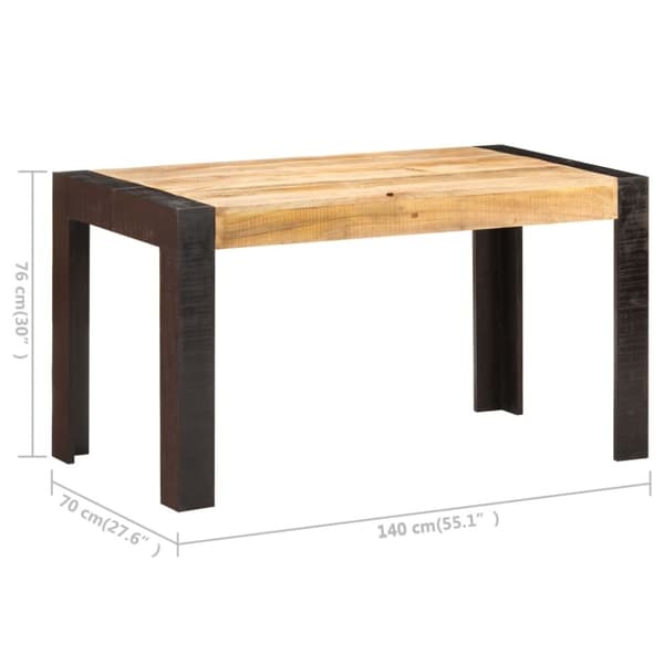 vidaXL Matbord 140x70x76 cm massivt grovt mangoträ