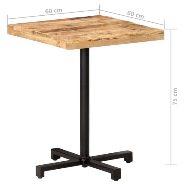 vidaXL Cafébord fyrkantigt 60x60x75 cm grovt mangoträ