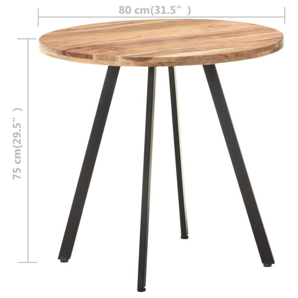 vidaXL Ruokapöytä 80 cm täysi akaasiapuu