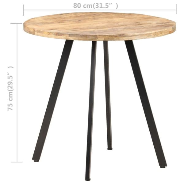 vidaXL Ruokapöytä 80 cm karkea mangopuu