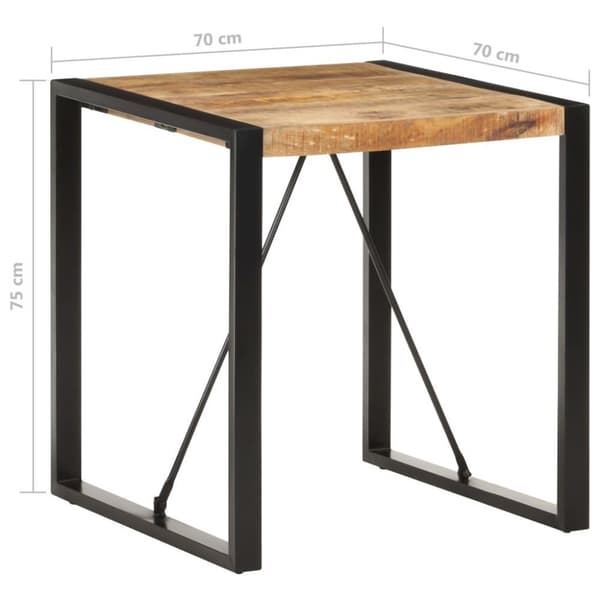 vidaXL Spisebord 70x70x75 cm grov heltre mango