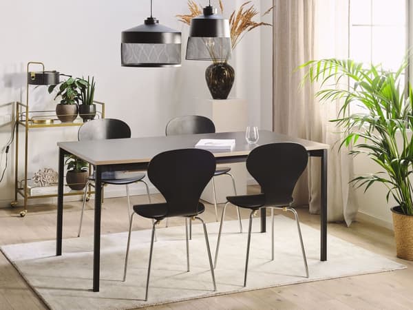 Ruokapöytä musta MDF-levy 140/190 x 90 cm jatkettava moderni industriaalinen tyyli