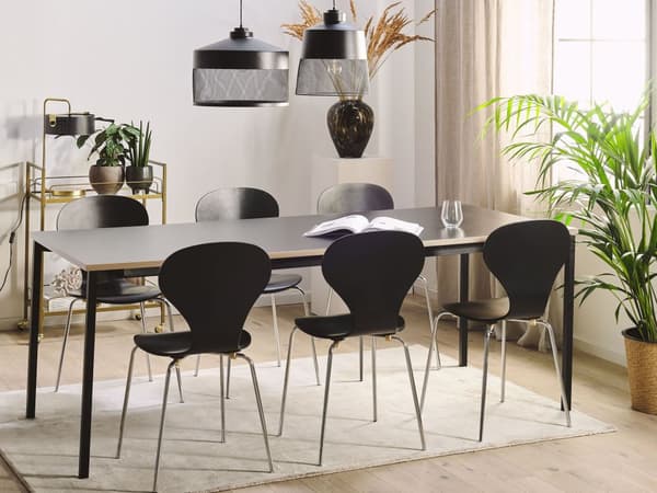 Ruokapöytä musta MDF-levy 140/190 x 90 cm jatkettava moderni industriaalinen tyyli
