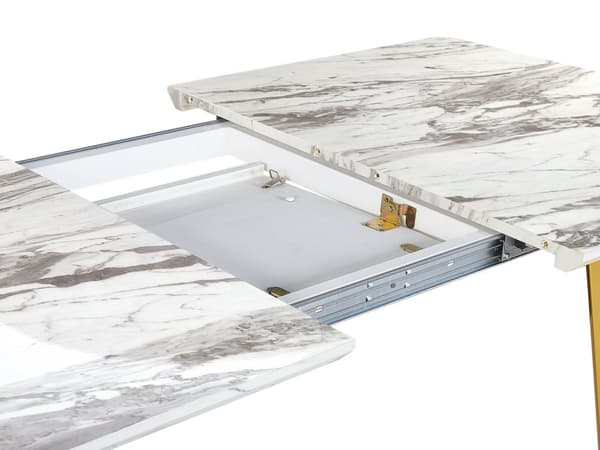 Spisebord Hvid MDF Guld Metal 160/200 x 90 cm 6 Personers Butterfly Udtræksbord Marmor Look Design Moderne til Spisestue Køkken inspiration