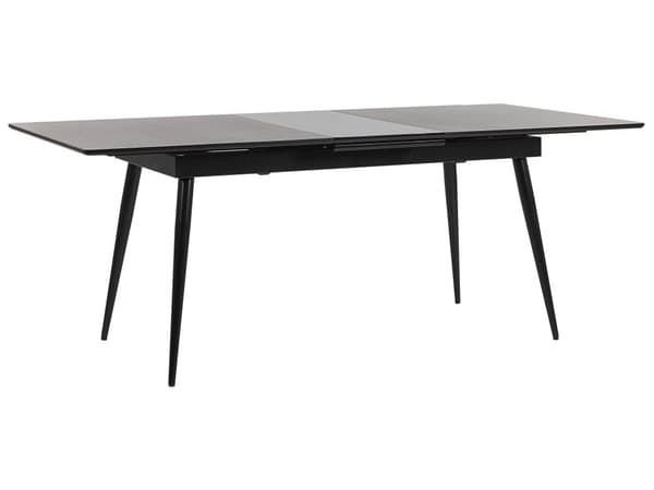 Sort MDF Spisebord Forlængende Metalben 160/200 x 90 cm Rektangulært Minimalistisk til Spisestue og Stue