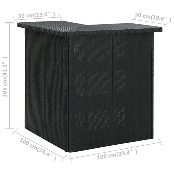 vidaXL Hörnbar svart 100x50x105 cm konstrotting