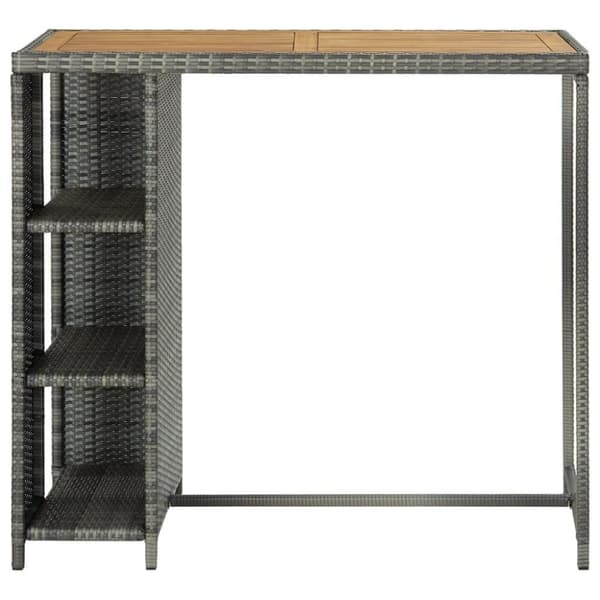 vidaXL barbord med opbevaringsstativ 120x60x110 cm polyrattan grå