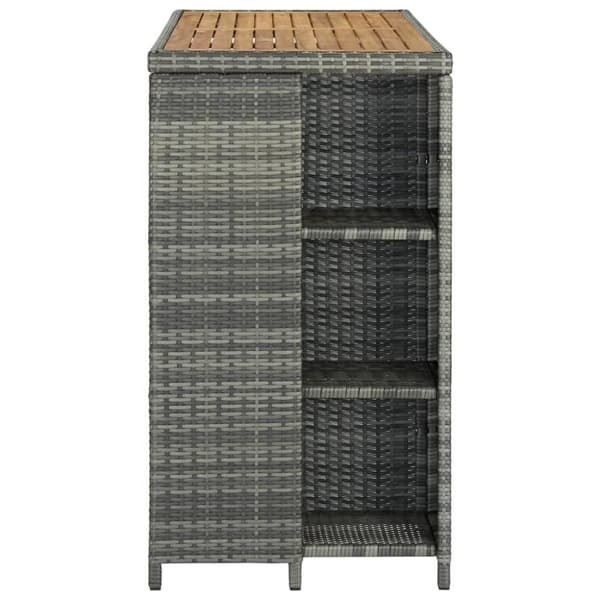 vidaXL barbord med opbevaringsstativ 120x60x110 cm polyrattan grå