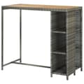 Miniatyrbillede 5 af 8: vidaXL barbord med opbevaringsstativ 120x60x110 cm polyrattan grå