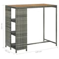 Miniatyrbillede 7 af 8: vidaXL barbord med opbevaringsstativ 120x60x110 cm polyrattan grå