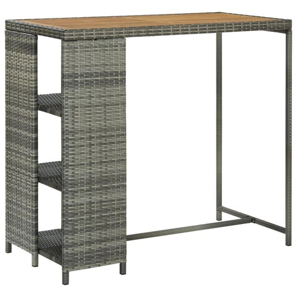 vidaXL barbord med opbevaringsstativ 120x60x110 cm polyrattan grå