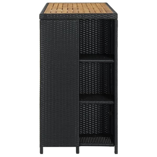 vidaXL Barbord med förvaringshyllor svart 120x60x110 cm konstrotting