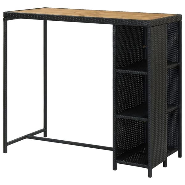 vidaXL Barbord med förvaringshyllor svart 120x60x110 cm konstrotting