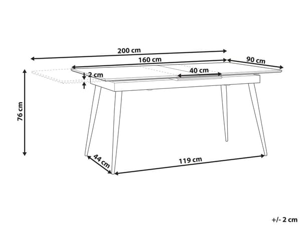 Utdragbart Matbord 160/200 x 90 cm Rektangulärt för 6 Personer Svart