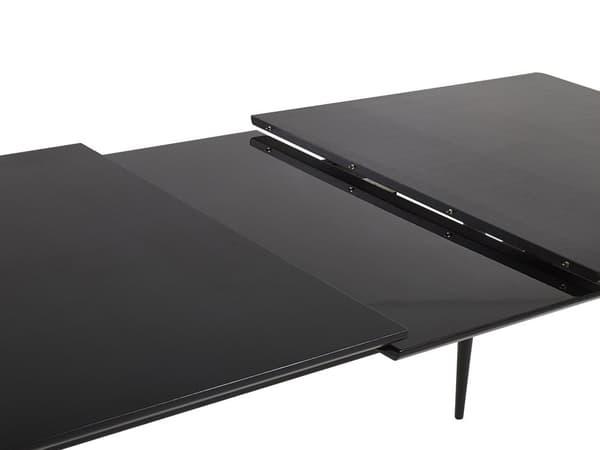 Ruokapöytä musta 160/200 x 90 cm jatkettava 6 hengelle metallijalat MDF-levy minimalistinen tyyli