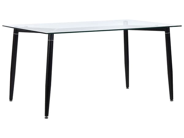 Matbord Genomskinlig Glasskiva Svarta Ben 150 x 90 cm Modern Design Rektangulärt