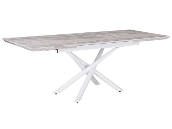 Matbord Marmor Effekt Bordskiva Vita Ben MDF Hopfällbart 160/200 x 90 cm Glam Design Rektangulärt