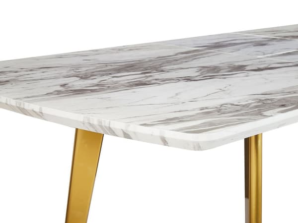 Matbord Marmor Effekt MDF Gulda Ben Hopfällbar Skiva Rektangulär 160/200 x 90 cm Modern Design
