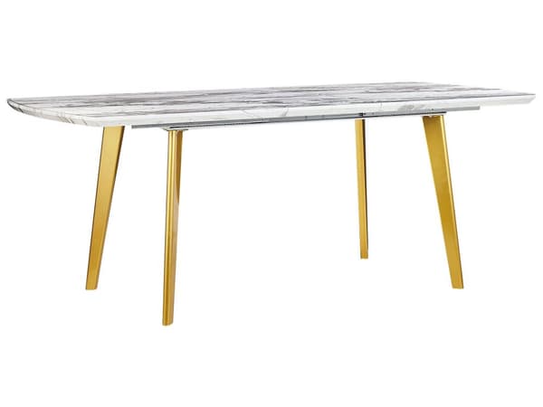 Matbord Marmor Effekt MDF Gulda Ben Hopfällbar Skiva Rektangulär 160/200 x 90 cm Modern Design