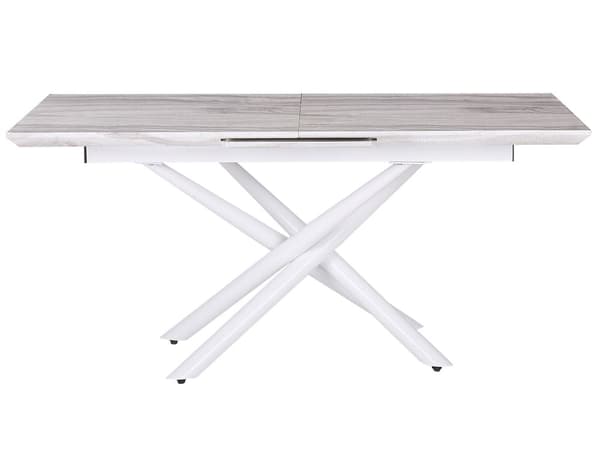 Ruokapöytä jatkettava marmoriefekti valkoinen 160/200 x 90 cm suorakulmainen glamour tyyli