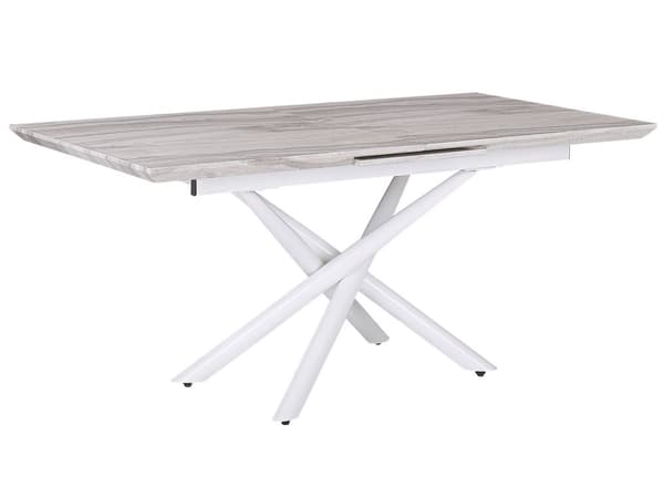 Ruokapöytä jatkettava marmoriefekti valkoinen 160/200 x 90 cm suorakulmainen glamour tyyli