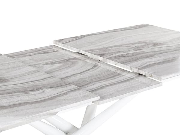 Ruokapöytä jatkettava marmoriefekti valkoinen 160/200 x 90 cm suorakulmainen glamour tyyli