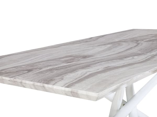 Ruokapöytä jatkettava marmoriefekti valkoinen 160/200 x 90 cm suorakulmainen glamour tyyli