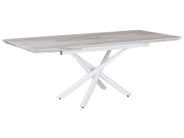 Ruokapöytä jatkettava marmoriefekti valkoinen 160/200 x 90 cm suorakulmainen glamour tyyli