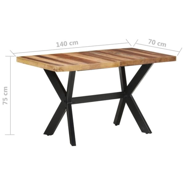 vidaXL Spisebord 140x70x75 cm heltre med honningfinish