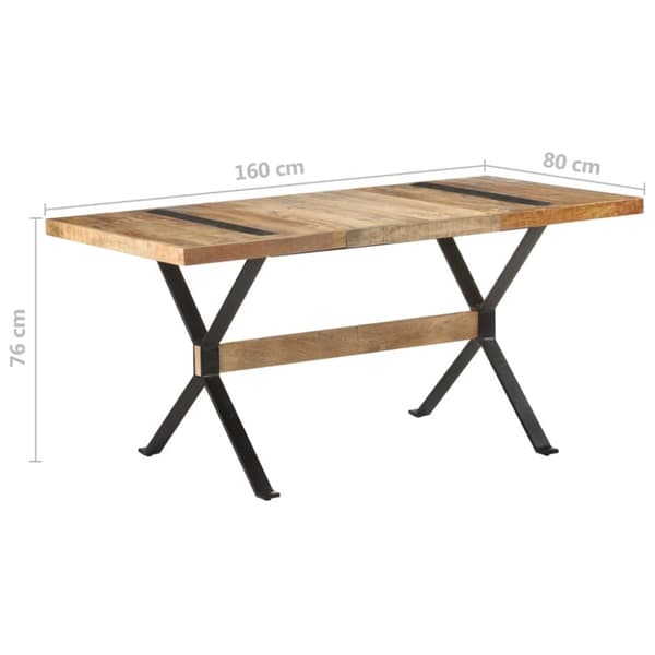vidaXL Matbord 160x80x76 cm grovt mangoträ