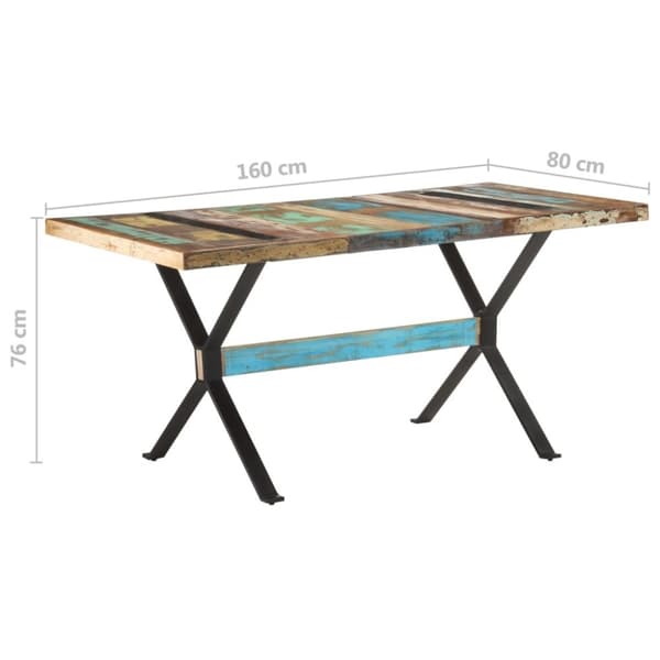 vidaXL Matbord 160x80x76 cm massivt återvunnet trä