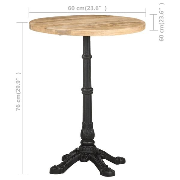 vidaXL Cafébord Ø60x76 cm grovt mangoträ